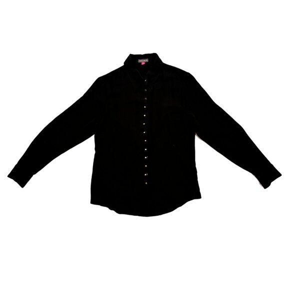 VINCE CAMUTO | VNTG Gold Studded Black Sheer Long Sleeve Button-Up Blouse Size S - Picture 1 of 1